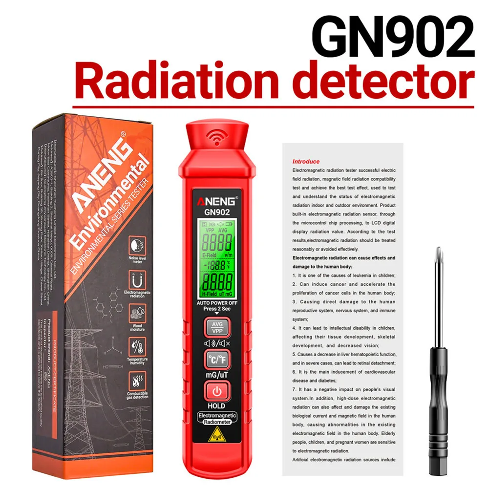 GN902 Portable LCD Electromagnetic Radiation Detector X-ray Test Radiometer 5HZ-3500MHZ Electromagnetic Radiation Tester