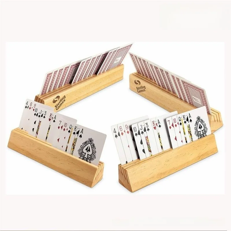 多機能ポーカーホルダー、手を解放するカードプレイングウッドスタンド、紙カード用、ポーカーディーリングマシン、カードスロッター