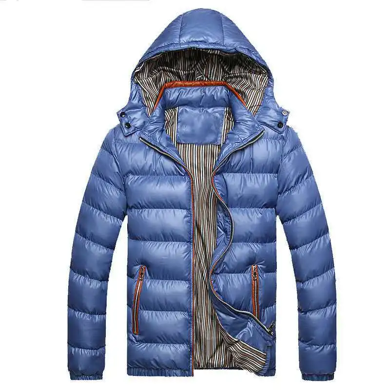 Winter Heren Parka Met Capuchon Dikke Warme Casual Uitloper Mannelijke Patchwork Mode Gewatteerde Jassen Hoed Afneembare Slanke Parka Jassen Man