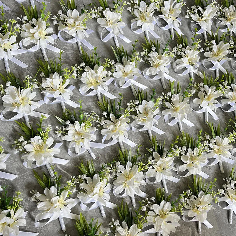 Corsage de poignet pour petites amies, accessoires de mariage, bracelet boutonnière pour demoiselles d'honneur, fleurs artificielles, décoration de Rhpour petit ami