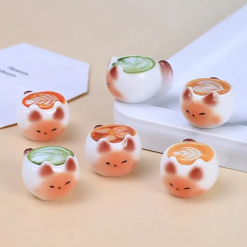 5/10pcs Resin Cat Shaped Coffee Non Porous Beads Cat Latte Mini Figurines Home Desktop Decor DIY Home Ornaments