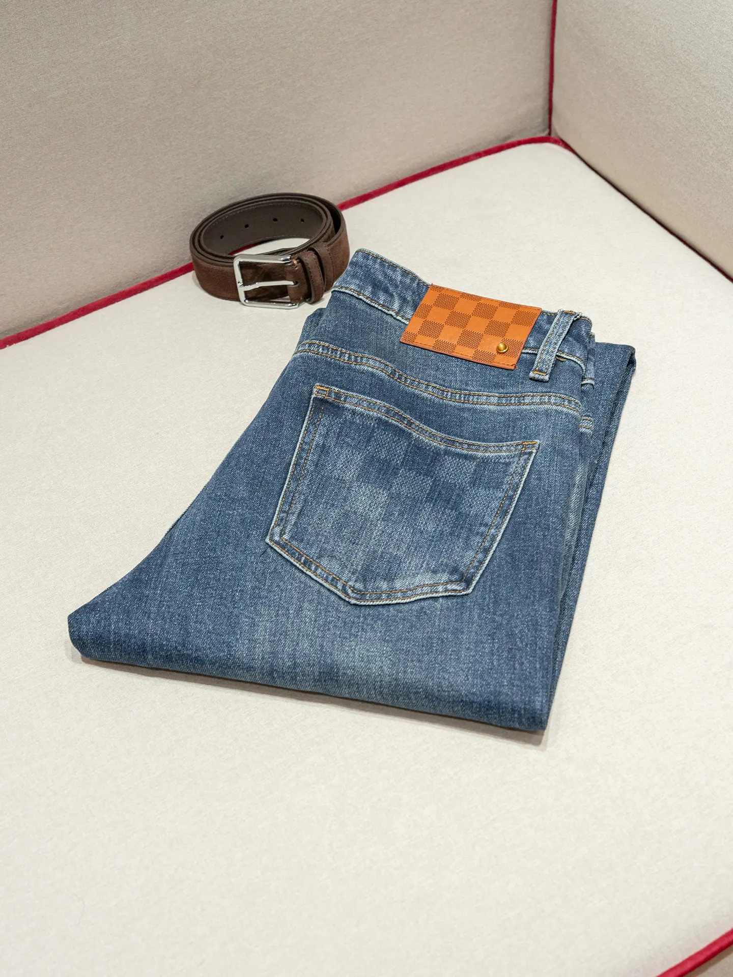 Vintage Washed Craft Stretch Cotton Blended Men's Loose Straight Jeans