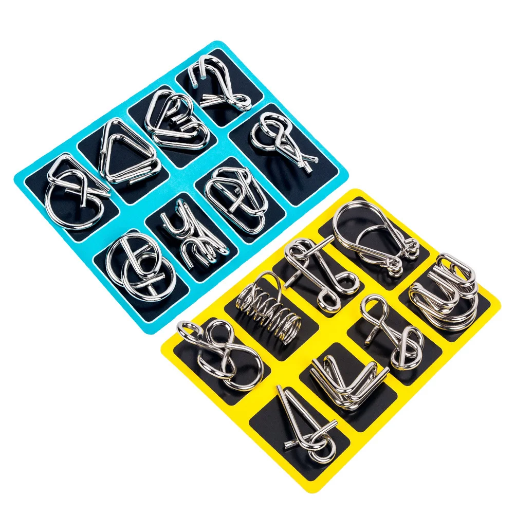 1pcs Metal Brain Teaser Set Chinese Traditional Iq Game For Kids Adults Ring Buckle Mind Puzzle Brain Puzzle Set
