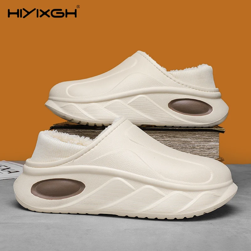 

Зимние мужские теплые тапочки, хлопковые тапочки на каблуке, уличная домашняя хлопковая обувь, мужские домашние плюшевые теплые тапочки для спальни
