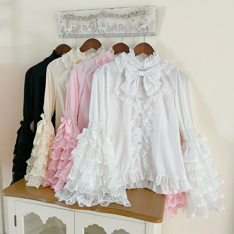 Original Lolita Red Dress Cape Set Spring Sweet Girls Lace Princess Jsk Cake Dress Fairy Suspender Dress Shirt Outfit Womens