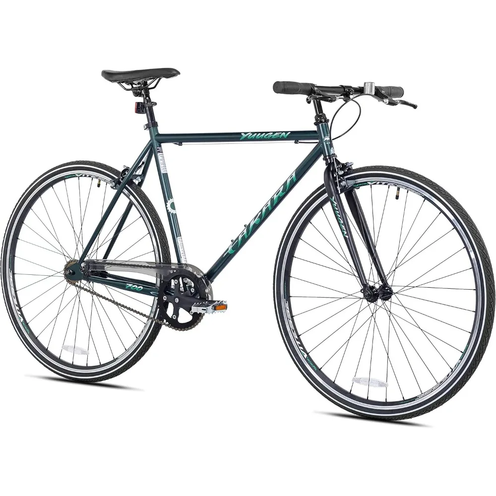 

Yuugen Single Speed Flat Bar Fixie Road Bike, 700c, Medium, Green