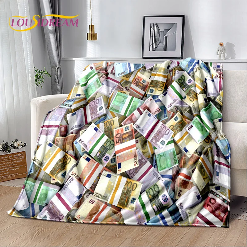 Rich Dollar Euro Pound Money 3D Cartoon Blanket,Soft Throw Blanket for Home Bedroom Bed Sofa Picnic Office Travel Cover Gift Kid