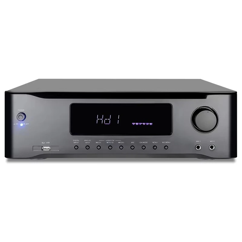 600W Powerful 9.1CH HD Home Theater AV Amplifier Receiver with FM Radio Class D Design Plastic & Metal Construction