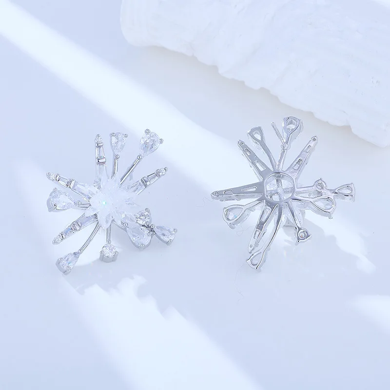 FXLRY المتقدمة تحسس مايكرو مطعمة الزركون مبالغ فيها شخصية S925 الفضة إبرة أقراط الموضة الأنيقة للنساء