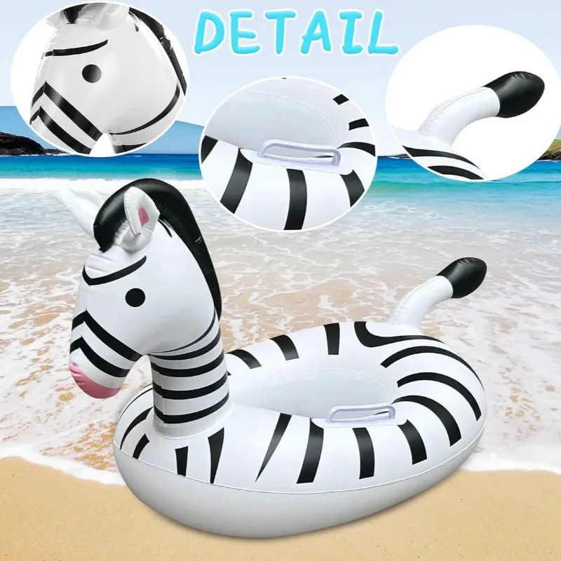 ゼブラ柄のインフレータブルプールトイ、夏の水遊び用浮き輪、赤ちゃん用インフレータブルフローティングシート、家族パーティー用水遊び用具、フロートチェア