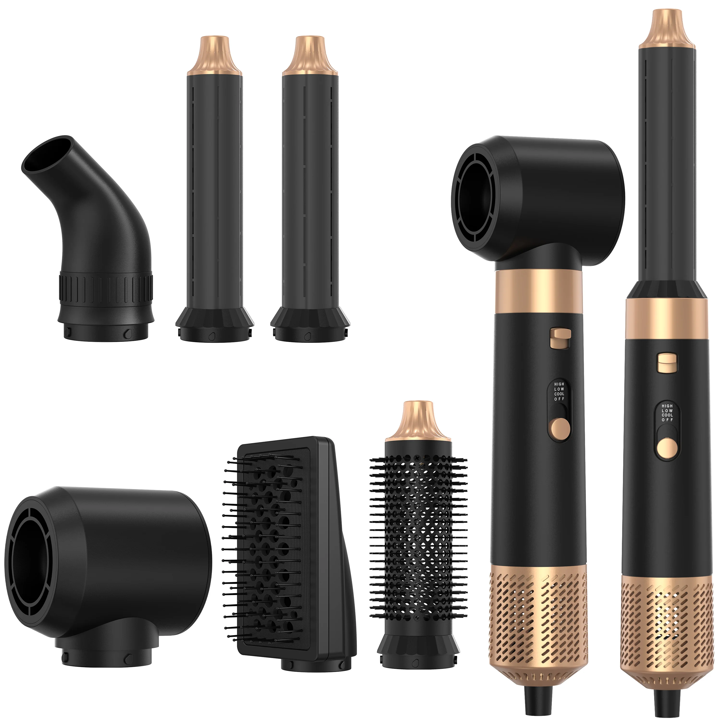 Set Professionale 6 in 1 per Asciugatura e Styling dei Capelli: Asciugacapelli, Piastra e Ferro Arricciacapelli per Uso Domestico