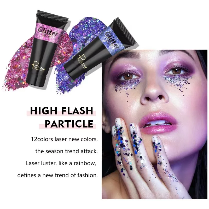 12 Colors Liquid Glitter Eyeshadow Monochrome Shimmering Eye Shadow Long Lasting Highlighter Waterproof Eye Makeup.