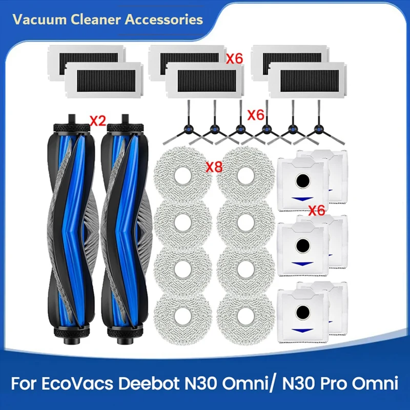 ABNO-ลูกกลิ้งแปรงด้านข้างกรองMopผ้าฝุ่นสําหรับEcovacs Deebot N30 OMNI / N30 PRO OMNI /N30 PROอะไหล่เครื่องดูดฝุ่น