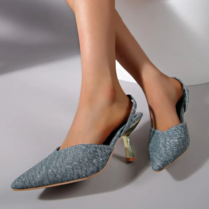 2025 Women's Summer New Luxury Brand Designer Light Lip Solid Color Party High Heels Fashion Outdoor Slip-on Sandals for Women