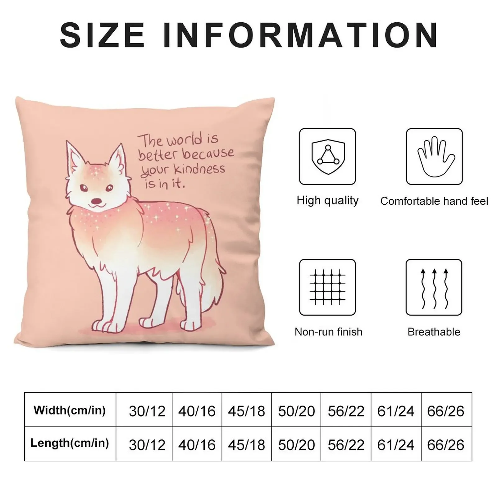 The World is Better Because Your Kindness is in it. Encouraging Wolf Throw Pillow Luxury Pillow Cover christmas supplies pillow