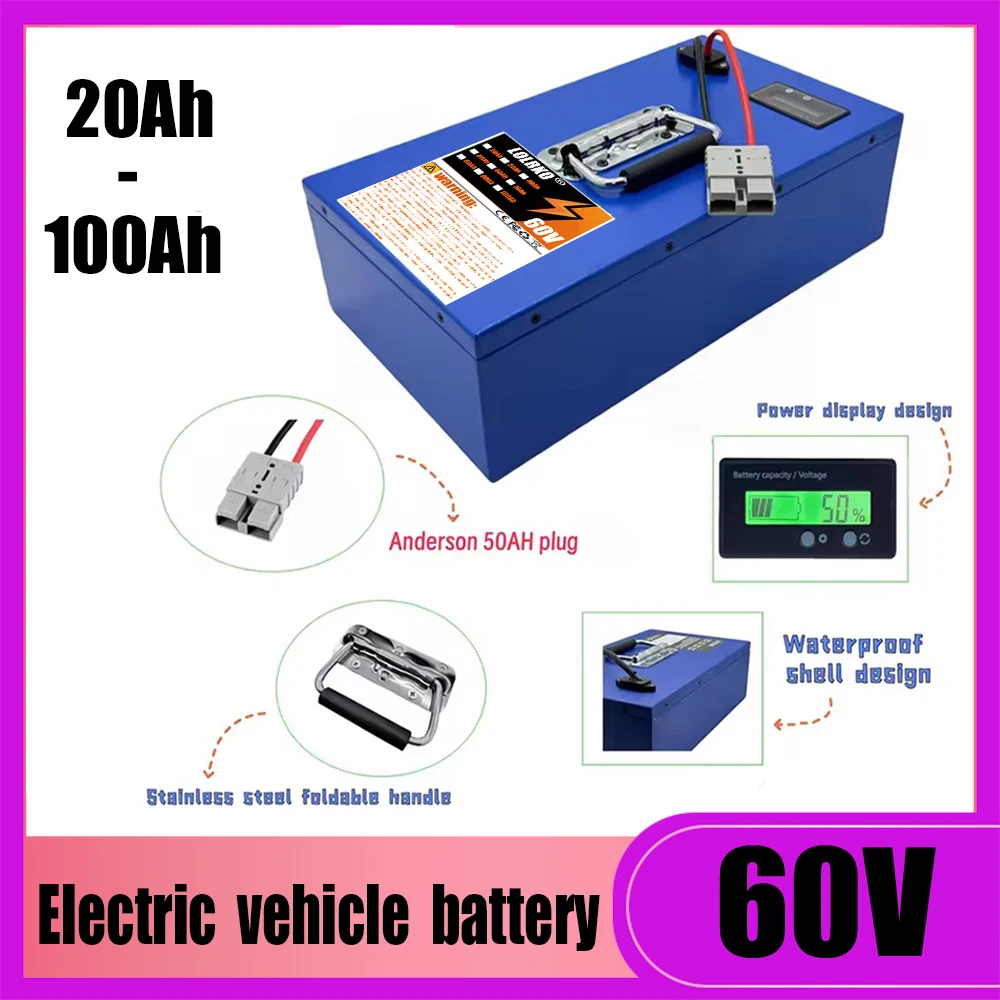

Brand new iron box 60V100AH, 40AHBMS, rechargeable lithium battery, suitable for 2000W high-power applications