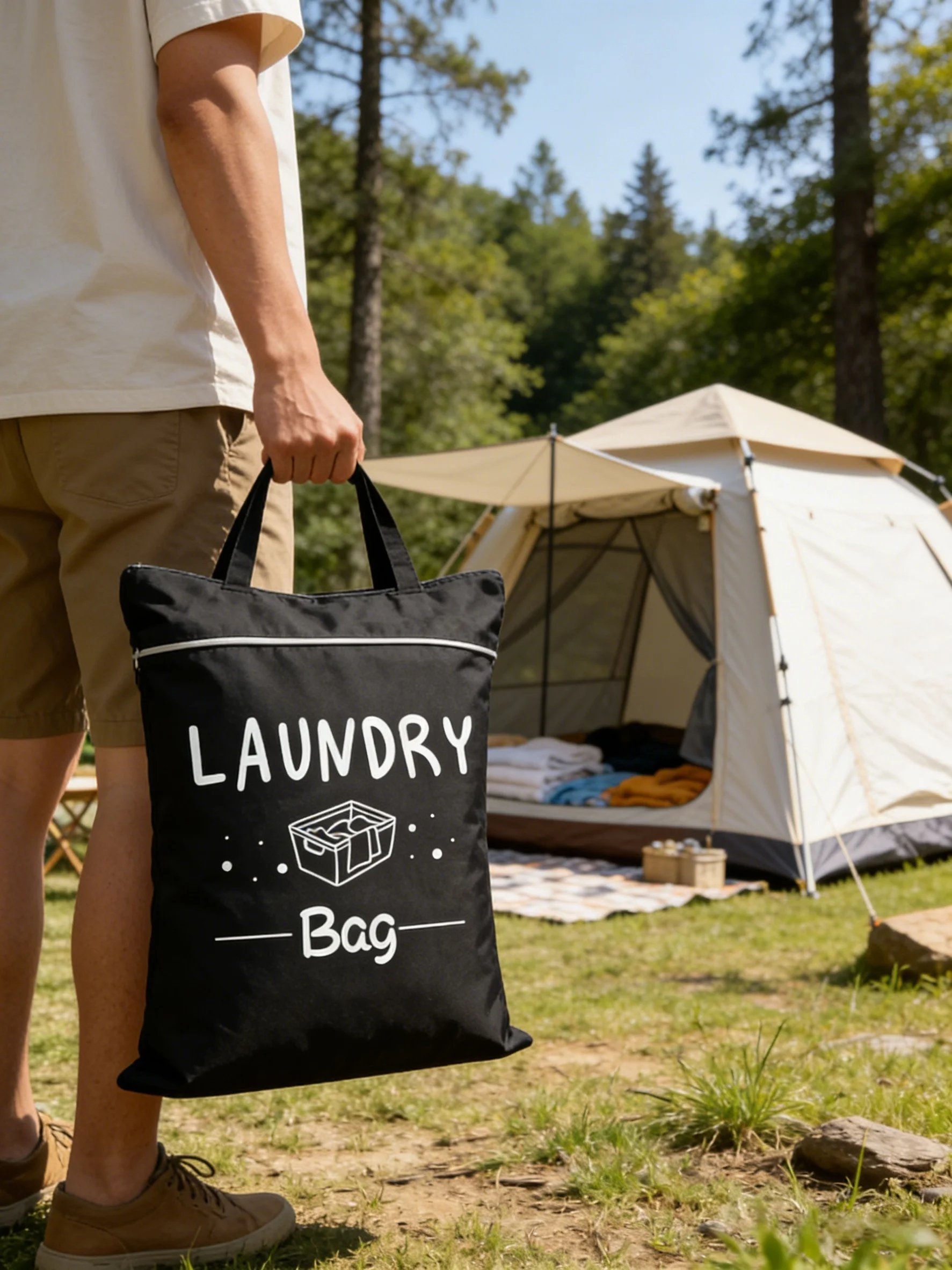 

Large capacity 48*58cm travel laundry bag, portable and stain-resistant, with adjustable handle zipper, washable ...