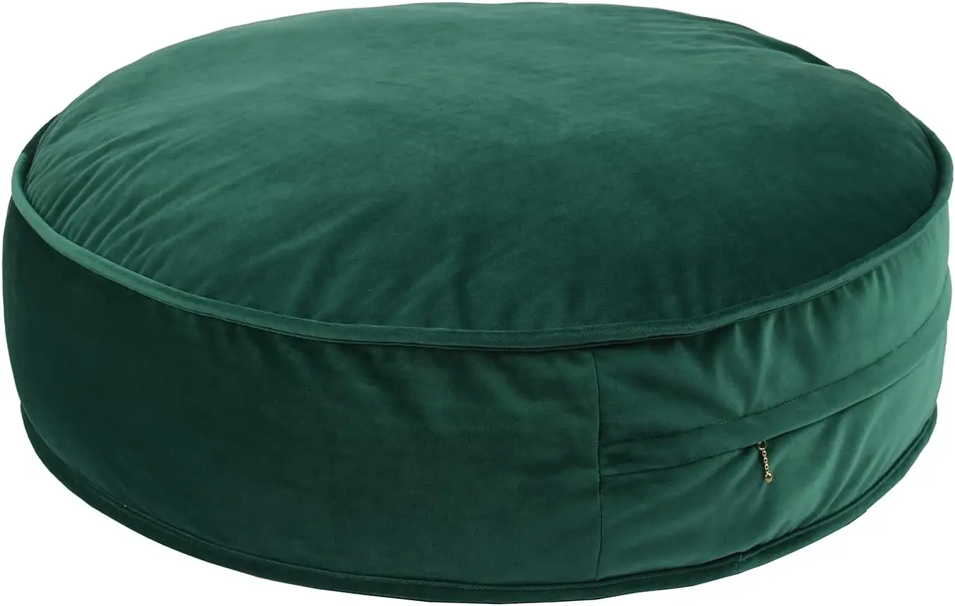 

Round Floor Pillow Velvet Cushion Soft Pouf Seat for Reading Nook Play Room (25.6", Green)