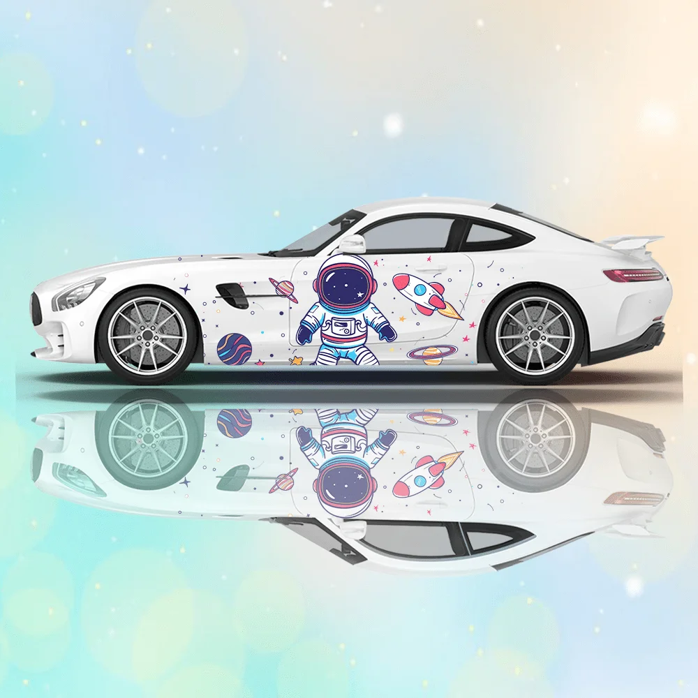 Planetary Astronaut Car Vinyl Wraps Decal Self-adhesive PVC Sticker Suitable for Trucks SUV Decoration Auto Accessories Gift