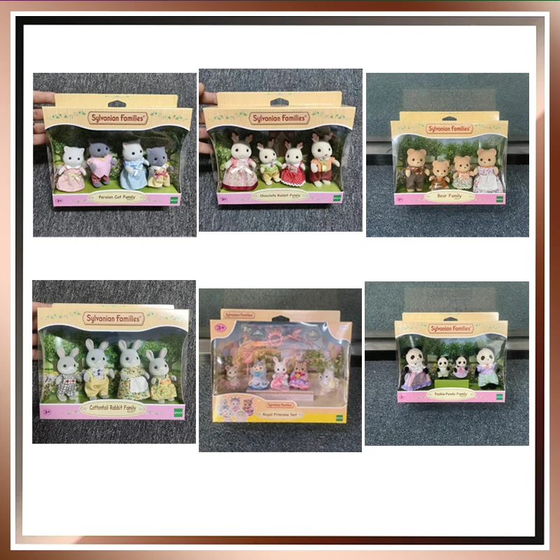 Sylvanian Families Chocolate Rabbit Family Royal Princess Set Elephant Maple Cat Anime Figure Collection Gifts Toys For Gril