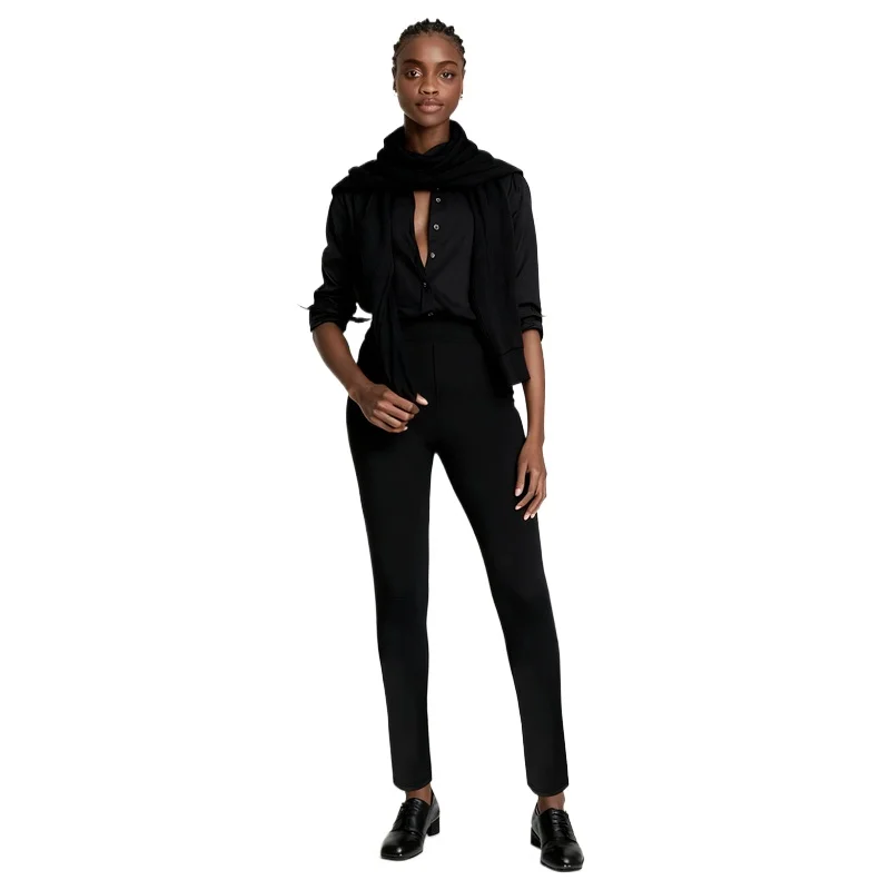 2025 Pantaloni a matita minimalisti eleganti da donna Pantaloni casual quotidiani da ufficio neri dimagranti in vita elastica