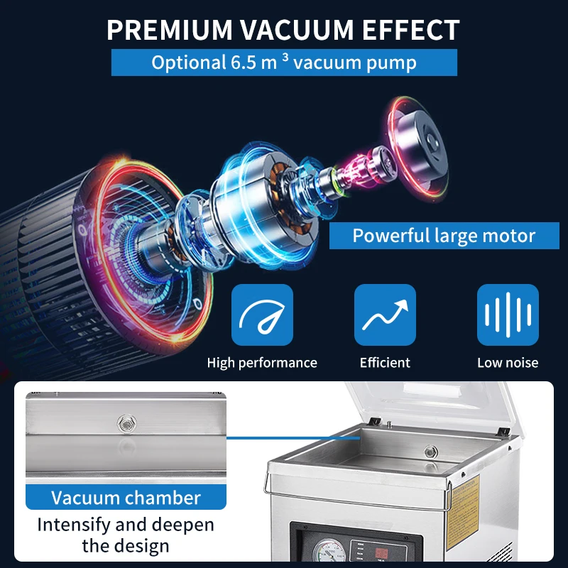 Premium 6.5L Bar Single Room Unit Food Vacuum Sealer Semi-Automatic CE Approval Electric Driven for Pouch Film Foil Packaging