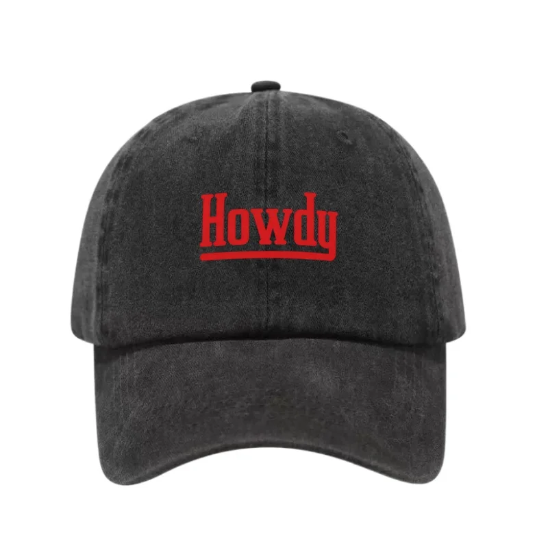 HOWDY Printed Washed Cotton Adjustable Baseball Cap Classic Snapback Dad Hat Breathable Hat Golf Fishing Outdoor Sun Cap