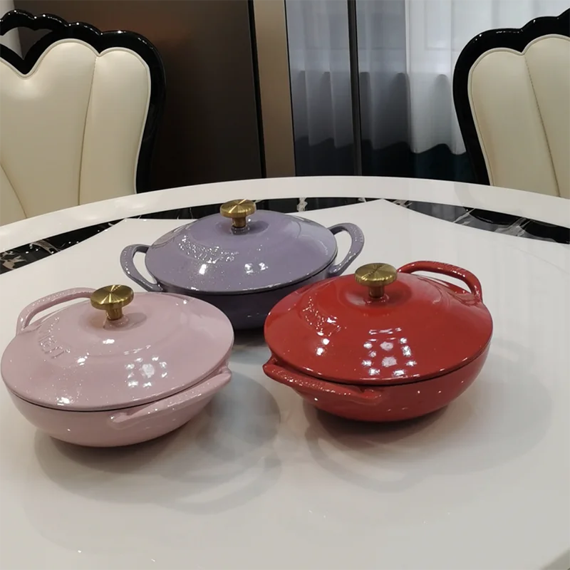 2 Color Enameled Cast Iron Pot Pots Sets for Cooking Pots Set Kitchenware Non-stick Cookware for Kitchen Food Dining Bar Home