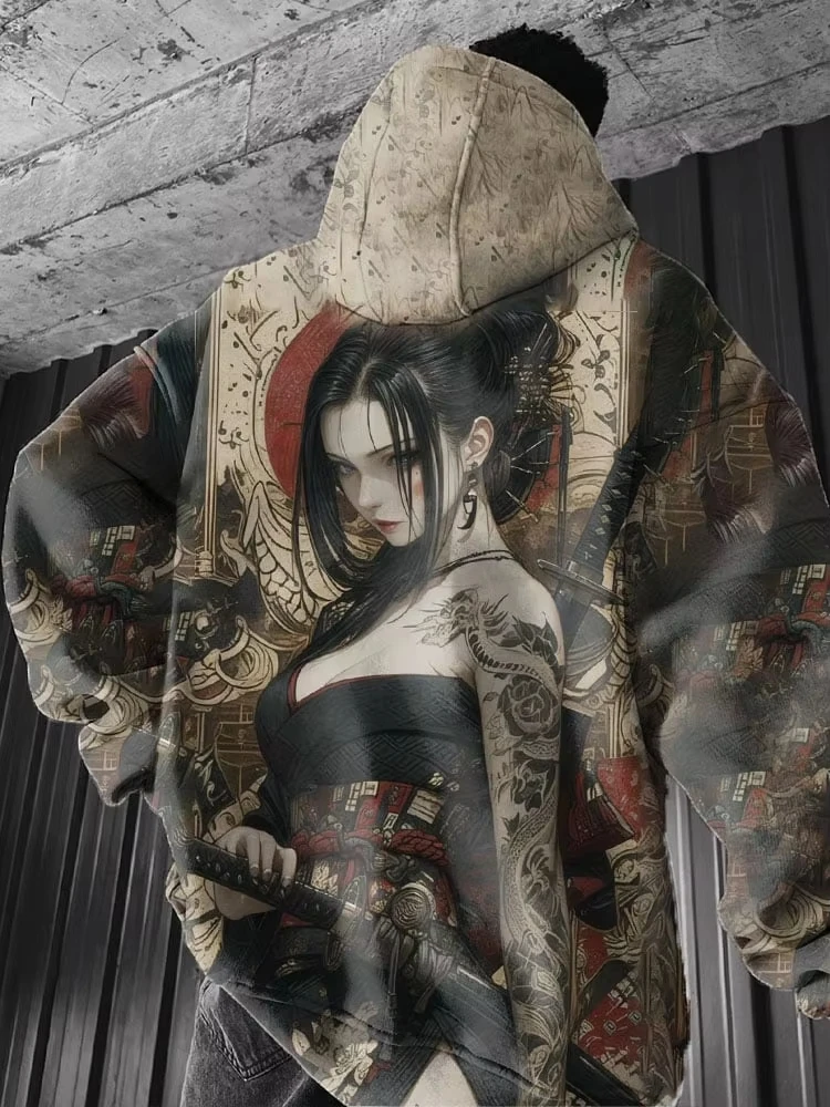 일본 애니메이션 뷰티 3D 프린트 그래픽 후드, 남성 패션 오버사이즈 후드, 소년 코트, 여성 땀 운동복