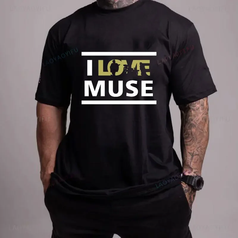 Muse เสื้อคอตตอนสำหรับผู้ชาย, เสื้อยืดสำหรับวงดนตรีร็อกอัลบัมโซลูชันทัวร์ Unisex เสื้อยืดแขนสั้นเสื้อยืดผู้หญิงวงร็อค