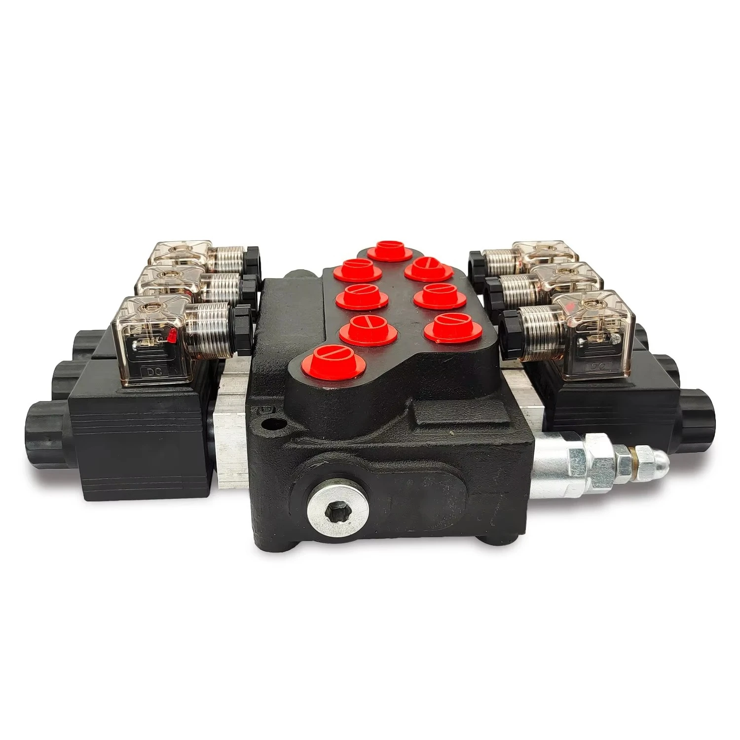 DCV40 سلسلة 3 بكرة صمام التحكم الاتجاهي أحادي الكتلة اليدوية 40 لتر / دقيقة صمام هيدروليكي