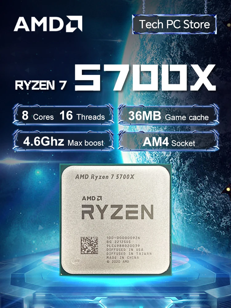 NOWY procesor AMD R7 5700X L3=32M 3.4GHz 8-rdzeniowy 16-wątkowy 65W Ryzen7 5700X 7NM DDR4 Socket AM4, ale bez wentylatora — zdjęcie produktu 6