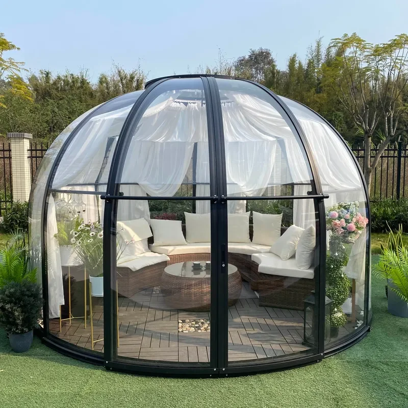 Aluminium Prefab Hotel Dome House for Garden Buildings Polycarbonate Star Glass Tent for Event Party Tempered Glass Sunroom