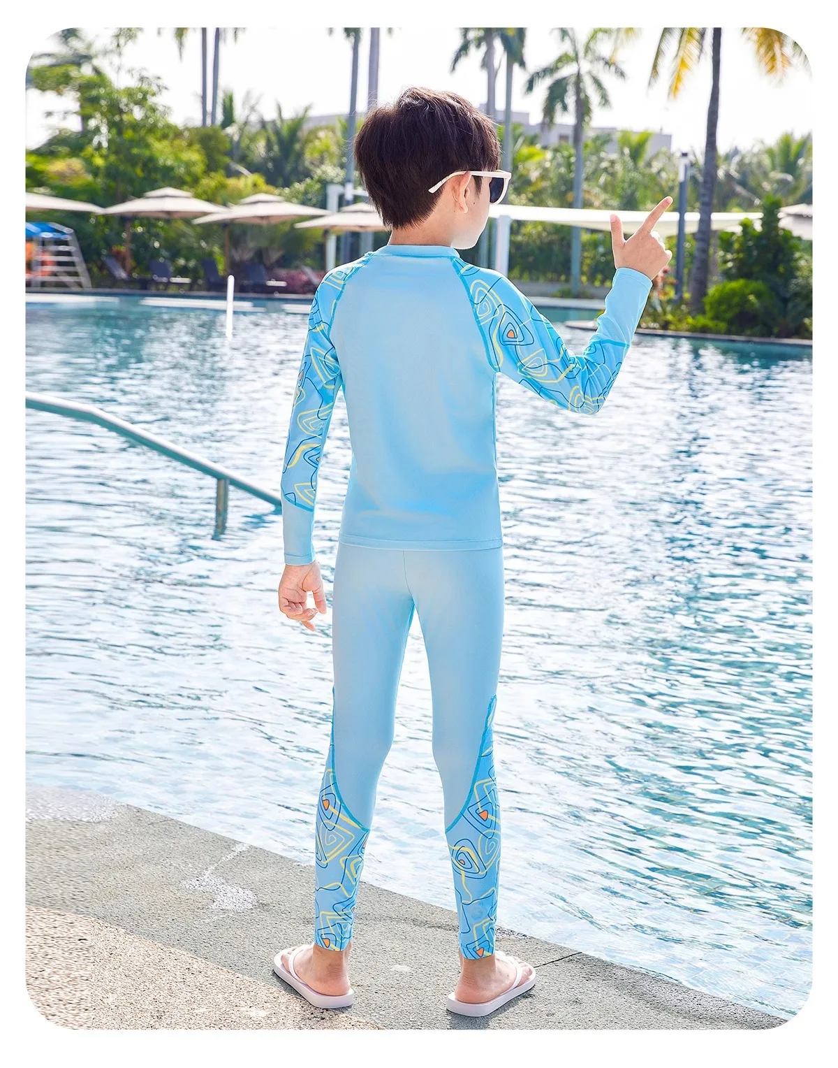 Boys' Two Pieces Long Sleeve Outdoor WaterProof Beach Rash Guard Kids UV Protection Quick-Dry Athletic Surfing Bathing Suit - Image 2