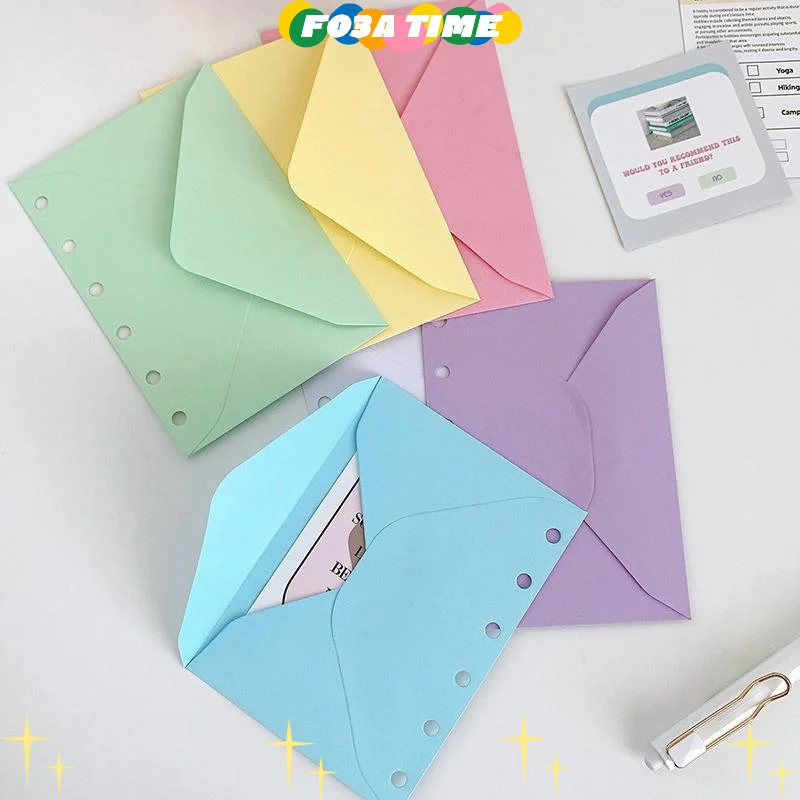 

5Pcs Cute Fashion Opening Pockets Binder Folders Removable Binder Storage Bag Cash Budget Bag Colorful Envelope Storage Bag