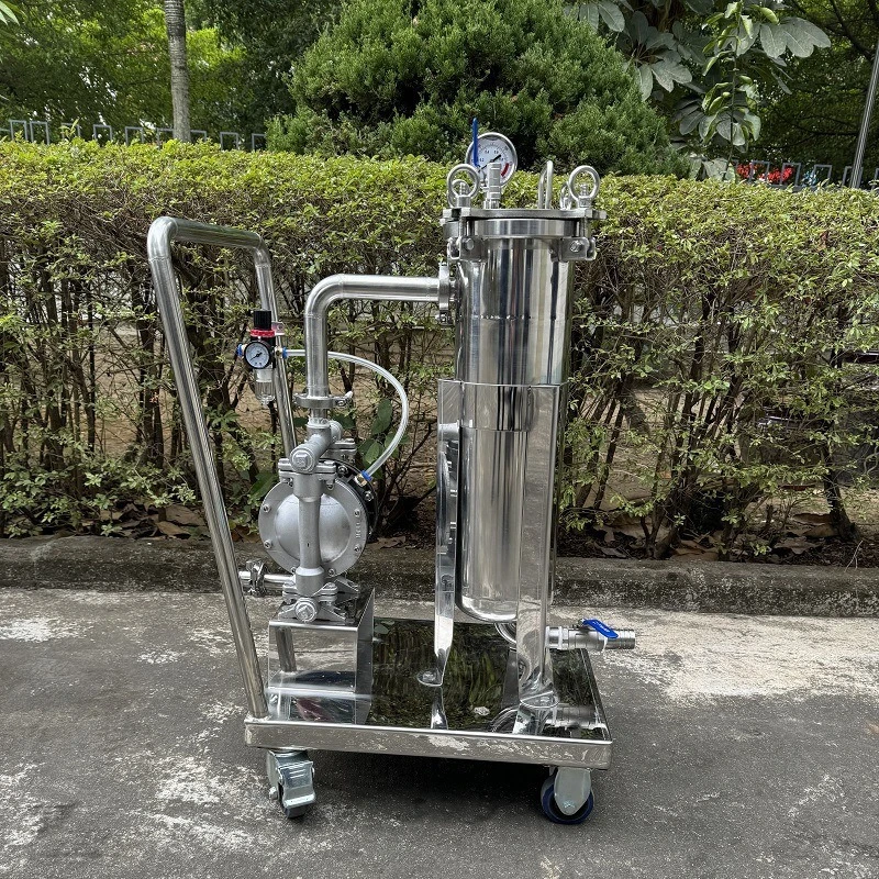 Stainless steel bag type mobile trolley filter series and parallel precision filter element Sanitary folding filter element