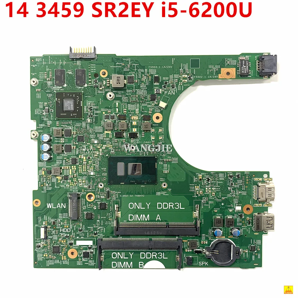 Used 14236-1  For DELL 14 3459 Laptop Motherboard CN-04M8WX 04M8WX 4M8WX With SR2EY i5-6200U GHz CPU PWB:CPWW0 MainBoard