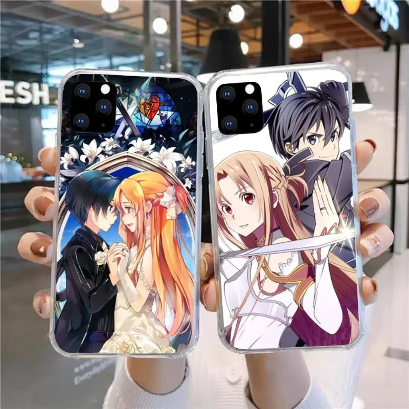 SAO Kirito Asuna Smart Phone Case for Huawei P50 P40 P30 Pro Mate 40 30 Pro Nova 8 8i Y7P Honor Clear Phone Cover Funda