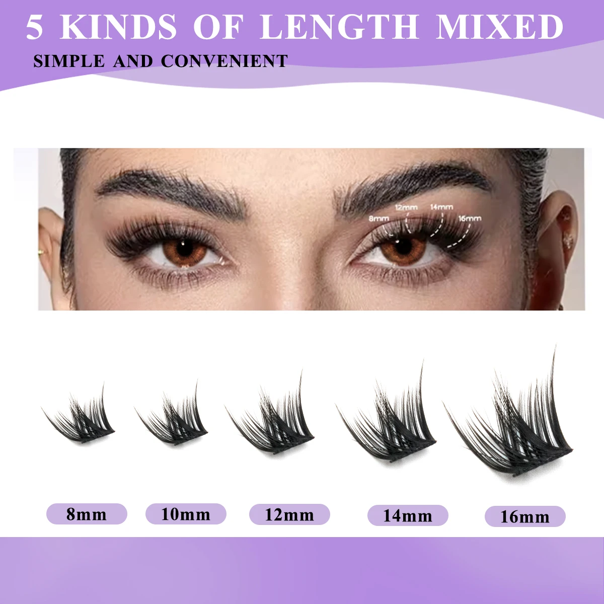 ARTSTAR Wimpern-Cluster-Set Wimpernverlängerungs-Kit mit Einzelwimpern 8-16mm Komplettset Inklusive Wimpernkleber und Versiegelung für Zuhause