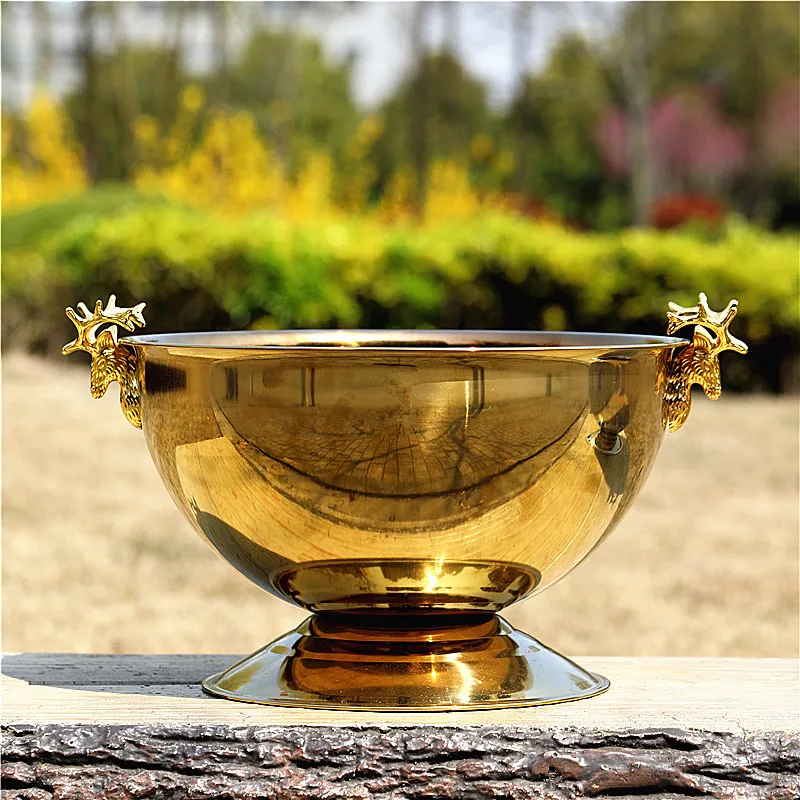 13.5L Large Size Deer Head Ear Champagne Bowl 304 Stainless Steel Rose Golden silver Wine Beer Ice Bucket Bar Party Good Quality