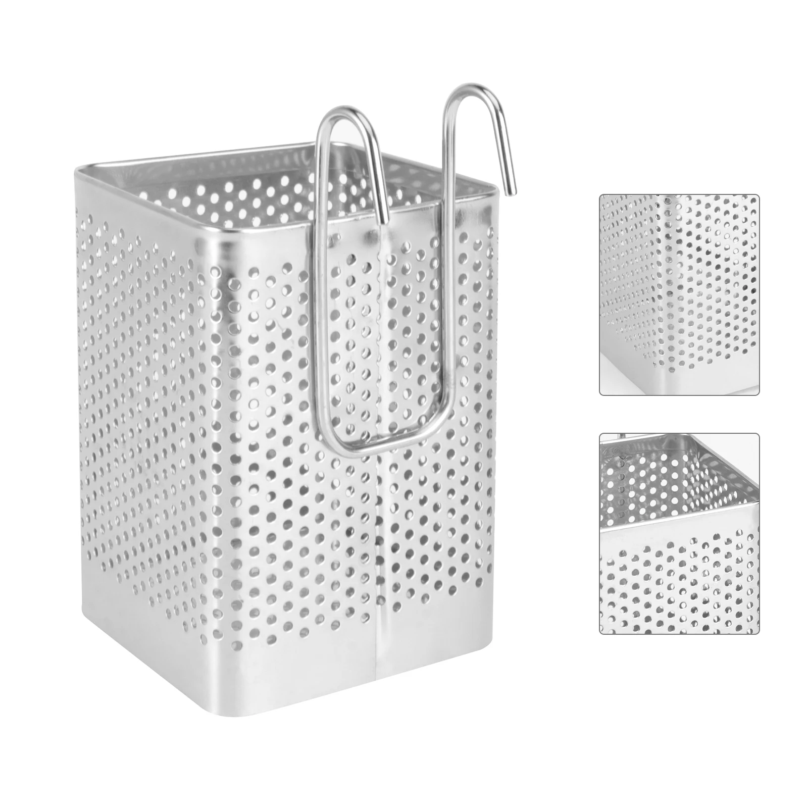 

Hanging Chopstick Holder Kitchen Utensils Storage Stainless Steel Box Wall Mount Rack perforated Drainage Small Tool Container
