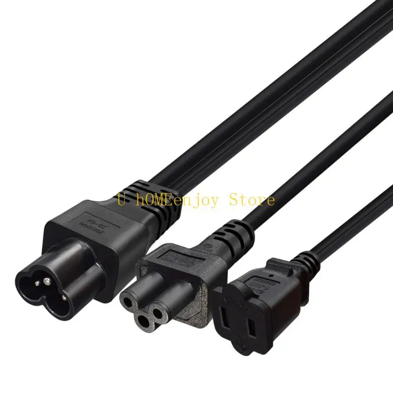 B0KF 2 Way Power Distribution Cable Male to C5+1 Female Plastic Texture for Daily