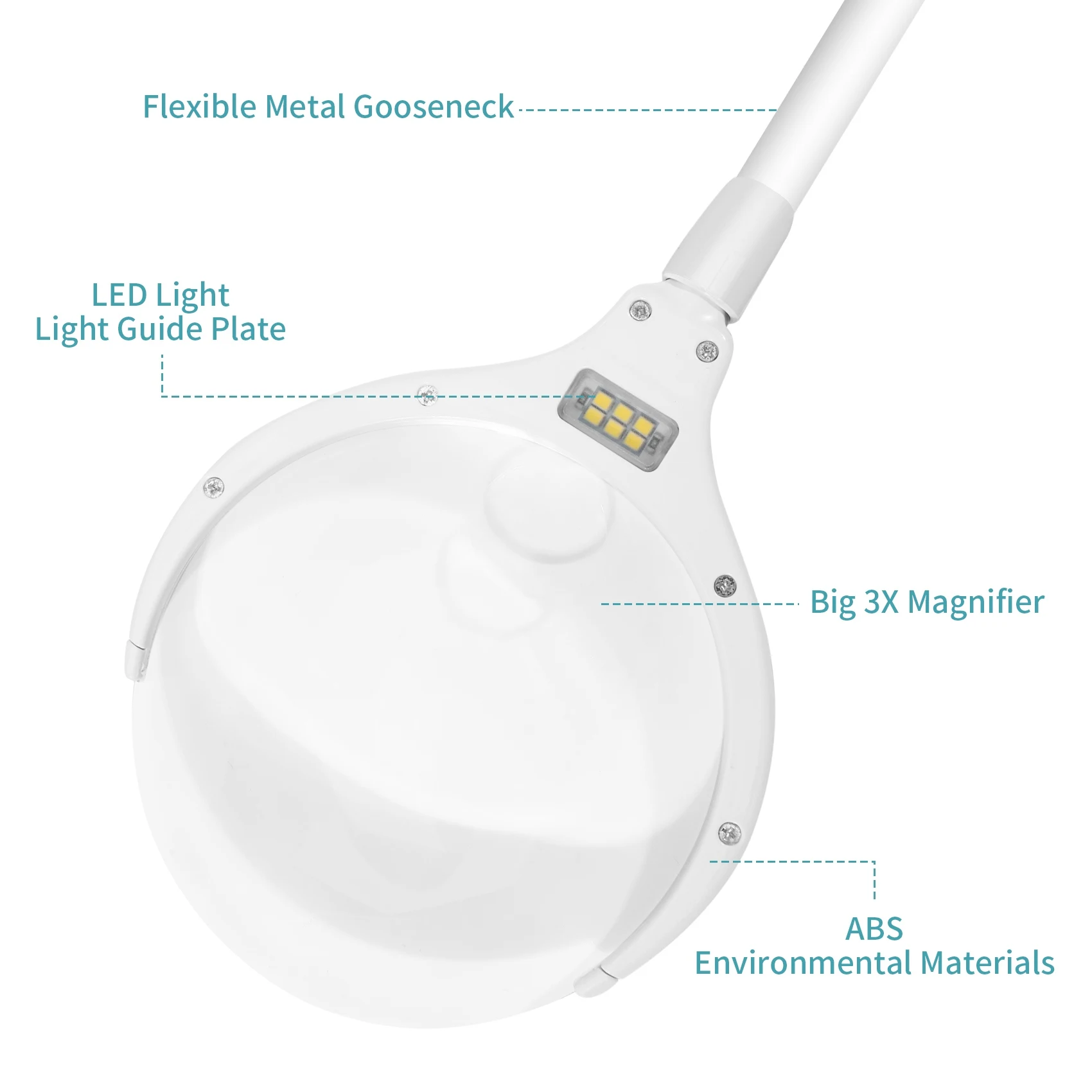 

A66F-Handheld Magnifier 3X 8X Illuminated Desk Table Led Lamp Magnifying Glass Rechargeable Magnifier With Light For Crafts, Hob