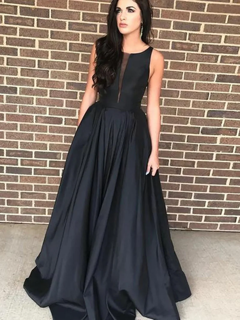 BLUE DRESS Store Black Long Evening Dress Square Neck Sleeveless Forged Floor Length Evening Dress Prom Dress