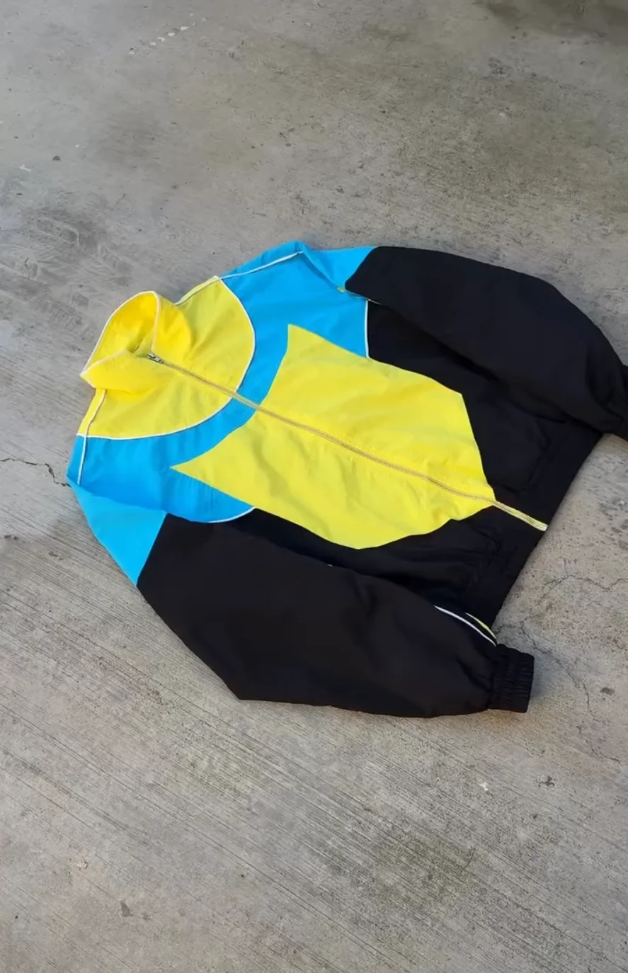 Y2k Mark Sportjacke für Herren und Damen, Color-Block-Jacke, lässige Hip-Hop High-Street-Klassiker-Windjacke für Outdoor-Sportarten. – Detail 3
