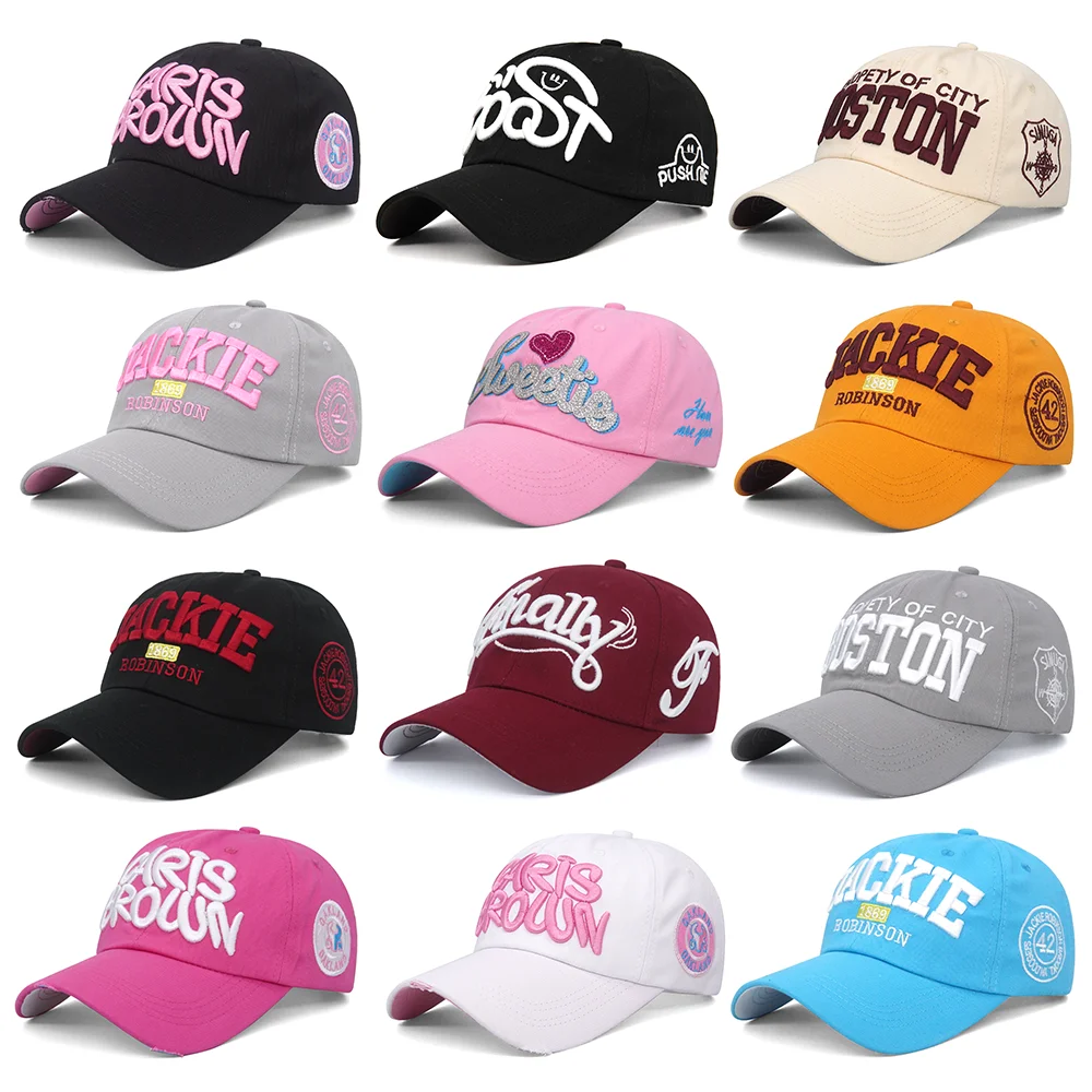 Summer Fashion Letter Embroidery Cotton Baseball Cap Unisex Snapback Hat for Men Women Outdoor Sunscreen Sun Gorras Trucker Caps