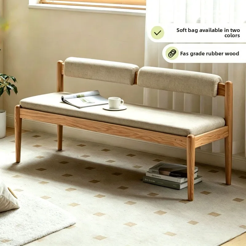 Solid wood bench, simple dining table and chairs, backrest eating soft bag bench