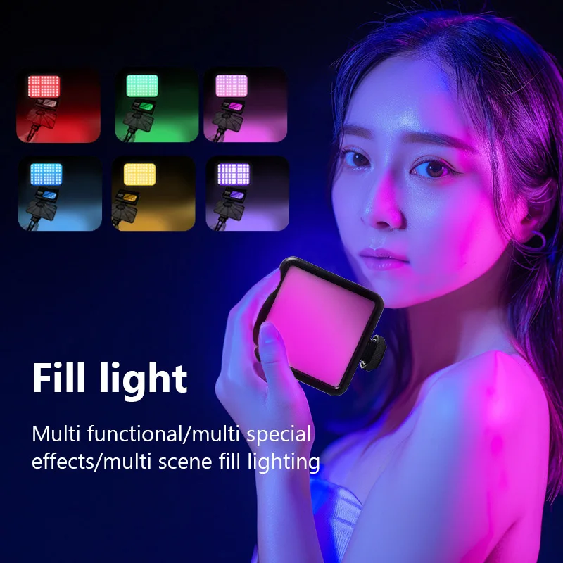 المحمولة كامل اللون RGB LED الفيديو الضوئي 2500K-7000K 800LUX البسيطة ملء 3 الحذاء البارد 1800mAh نوع C كاميرا الجيب الحذاء الساخن الخفيفة