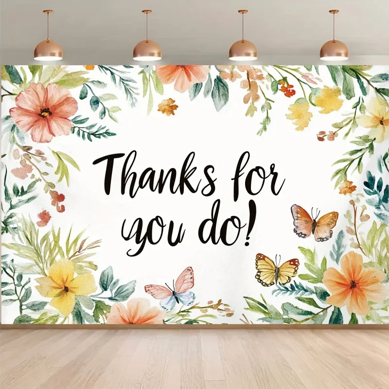 قطعة واحدة من نمط الأزهار الأنيق "شكرًا لدعمكم!" مناسبة لدعائم كشك الصور، والحفلات