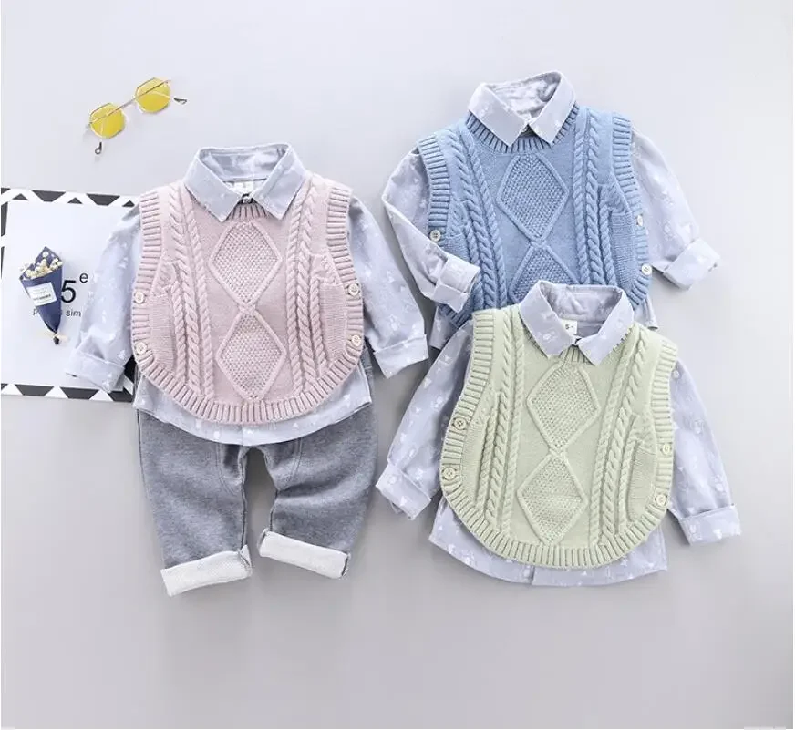 

New Boy Clothes Shirt Sweater Kids Clothes Fashion Trousers Kids Vest Trousers Three-Piece Suit Kids Leisure Kids Clothing SET